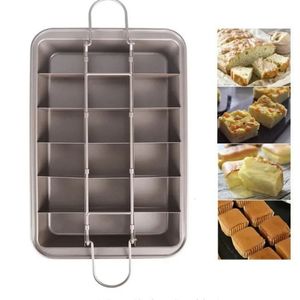 Teglia antiaderente per brownie con divisori Teglia da cucina Stampo per dolci 18 cavità Pane quadrato Bakeware in acciaio al carbonio 240226