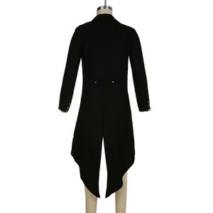 Moda erkekler kuyruk kat erkek ceket Victoria siyah nefes alabilen retro s-4xl boyut s ~ 4xl yumuşak steampunk giysileri ceket 240304