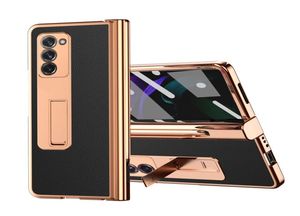 Чехлы с покрытием для Samsung Galaxy Z Fold 3 Fold 2 5G Чехол из закаленного стекла Слот для ручки Защита отверстия для камеры Кожаный чехол-подставка screen6061015