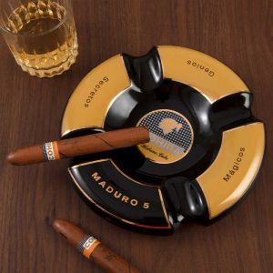 COHIBA Классический круглый держатель для пепельницы для сигар Cohiba Высококачественная китайская керамика с 4 слотами Керамическая пепельница Наборы для курения сигар Аксессуары!03