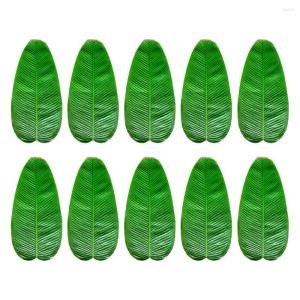 Flores decorativas 10 pcs grande folha de banana placemat faux plantas tropicais almofada bebida copo porta-copos tapetes para festa temática casamento casa 2024304