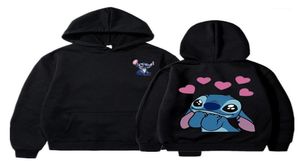 Men039s Hoodies Sweatshirts 2022 Stitch Women Harajuku Pullovers Cute Casual Tops Oneck Cartoon Print Hooded Sweatshirt Long5230227