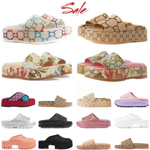 Top Quality Designer Sandals Slippers Summer Women Shoes Slides Famous Brand Platform White Red Brown Womens Fashion Embroidered Sliders