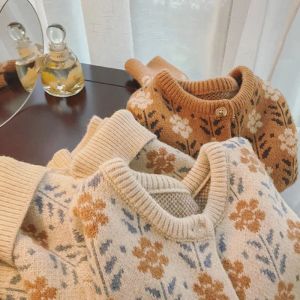 Cardigans Autumn Cardigan Women Sweet Sticked tröja mysig preppy ulzzang söt semester lös stickad kappa förtjockad drag femme