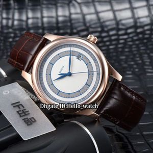 Luxo novo clássico calatrava 5296 5296r-001 branco azul dial japão miyota 8215 automático masculino relógio rosa caso de ouro pulseira de couro 1977