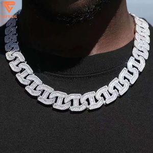 17 mm naszyjnik Moissanite 925 Srebrny hip -hopowy lodowany VVS MOISSANITE Diamond Baguette Cuban Link Łańcuch