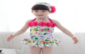 2018 Summer Girls Szybkość kąpielowa Słodka urocza drukarnia Kącika kąpielowa z kwiatami Condole Pasek Dzieci Onepiece Swimsuit 90140 AB606123238