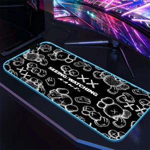 Pads LED Mousepad Anime Sex RGB Mouse Pad Xl Kaws For Office Gaming Backlight Keyboard Gamer Desk Accessories Laptop Mat Game Mats