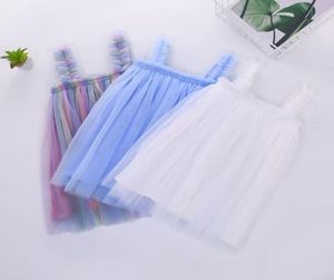 INS Bebê Meninas Tutu Vestidos Crianças Sling Gaze Saia Festa de Verão Elegante Cor Sólida Agaric Lace6635340