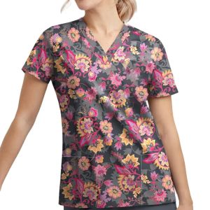 Vestido topos feminino esfrega manga curta camisa com decote em v uniforme de trabalho da enfermeira t camisa impressão do vintage cuidados de saúde outerwear pessoal de enfermagem geral