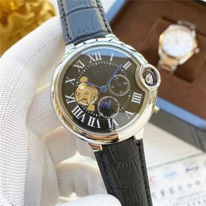 10% rabatt på Titta på Mens Five Stitches Tank Automatic Mechanical Moon Phase Top Leather Strap Gift