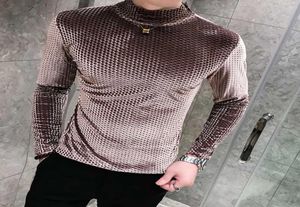 Magliette da uomo collo alto pullover da uomo 2020 magliette vintage da uomo autunno moda tee maniche lunghe velluto magliette abbigliamento casual7382862