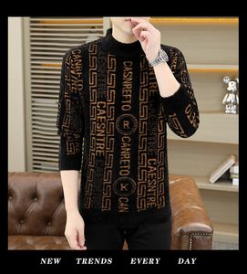 Fashion Designer Sweater men's trendy new jacquard long sleeved trendy round neck loose and handsome men's sweater