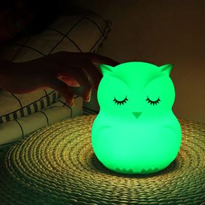 Sensor de toque RGB LED Coruja Night Light Table Lamp Bateria Alimentado Quarto Cabeceira Silicone Bird Night Lamp para Crianças Baby Gift 240227