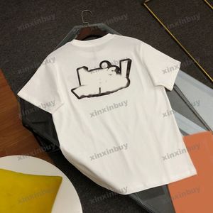 Xinxinbuy Men designer tee t shirt 2024 läder bokstav broderier ärmar paris mönster kort ärm bomull kvinnor blå svart röd xs-2xl