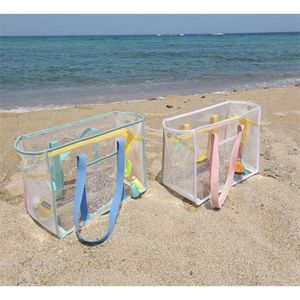 Instagram كوريا الجنوبية الشاطئ الشفافة المضاد للماء سعة كبيرة السعة الأم ممي سباحة للتسوق حقيبة تخزين محمولة 831066