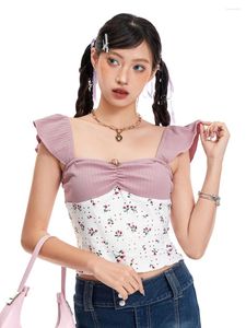 女性用Tシャツ女性サマーファッション花柄のプリントトップ