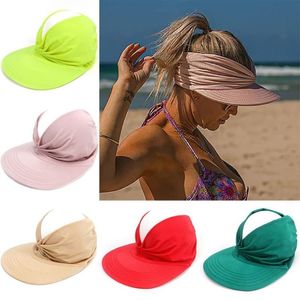 Summer Hat Women's Sun Visor Anti-Ultraviolet Elastyczny pusta górna część regulowana, ponadwymiarowa brzegi sunhat sportowe czapki szerokie kapelusze326s