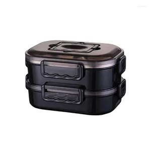 Geschirr Sets 1PC Tragbare Edelstahl Lunch Box Business Bento Küche Auslaufsichere Behälter Für Männer Fitness Mahlzeit