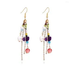 Dangle Earrings Fashion Multi Resin Beads Handmade Tassel Drop Women Simple Crystal Gift Accessories