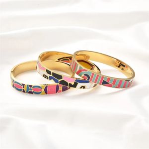 FYSARA Top Verkauf Mode Edelstahl Offene Armreif Für Frauen Gold Geometrische Bunte Emaille Gemalt Armband Hochzeit Schmuck 240228