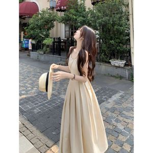 for Camisole and Camisole Dress Women in Summer with a High-end Feel and Sleeveless Design Sense Niche Pleated Waist Tea Break French Skirt0O6W