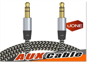 CAR O AUX Extention Cable Nylon flätad 3ft 1M Knutad Auxiliary Stereo Jack 3,5 mm Manlig ledning för Andrio Mobiltelefonhögtalare5862513