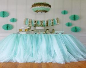 10080 cm Mint Green Tulle bord kjolar bröllop tutu bordsdekoration billiga kreativa baby duschar skräddarsydda födelsedagar festdekor5536083