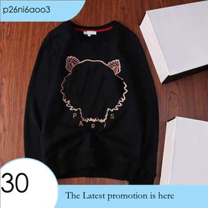 Kenzo Fashion Men Women Kenzo Hoodie Tiger Head Avancerat broderi 1: 1 Rund hals Pullover Autumn Winter Loose 803