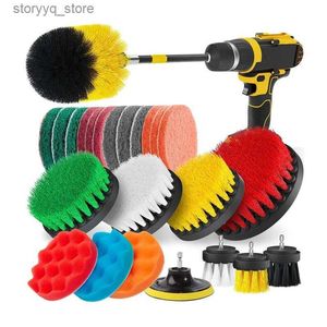 Spazzole per pulizia Spazzola per trapano da 25 pezzi Spazzola per pulizia Power Scrubber Set di accessori lunghi estesi Kit spazzole per trapano per tutti gli usiL240304