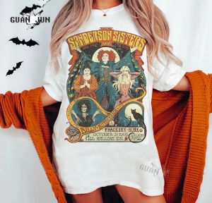 T-shirt Witch Graphic Tee Women Witch Sisters Vintage Style Halloween Tshirts Vintage Unisex Oversized Tshirts Female Aesthetic Clothes