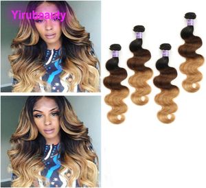 Malezyjskie ludzkie włosy 4 wiązki 1B 4 27 VIRGIN HAIR ELENSENCE 1B427 Body Wave Hair Produkty podwójne wątki 1428 cala1002621