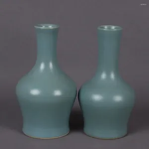 Bottles Jingdezhen Lake Blue Glazed Long Necked Bottle Antique Porcelain Decoration