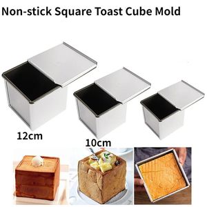 Mini Nonstick Square Loaf PAN ALUMINISERAD STÅLBREAD TOTMAL MED COVER CAKE BAKING PABER DESSERT GÖR MOLD MED LID 240220