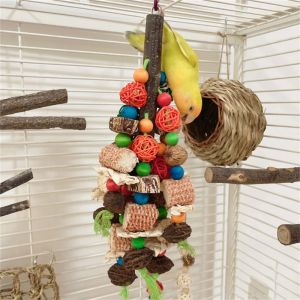 Brinquedos novo brinquedo de pássaro papagaio mascar brinquedo gaiola bloco rasgando brinquedo pequeno médio pássaros gaiola bloco de madeira para lovebirds conure