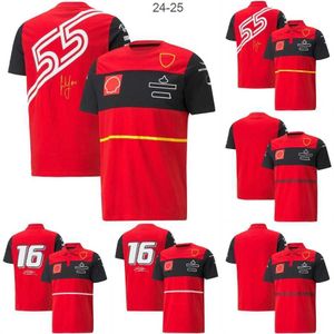 メンズTシャツ2022 F1レーシングチームレッドTシャツフォーミュラ1レーシングスーツ短袖ジャージーモータースポーツ屋外クイックドライスポーツポロシャツカスタム