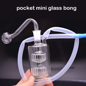 Großhandel Bubbler Rauchen Wasserpfeife 10mm weibliche Glasölbrenner Bong Wasserpfeifen mit männlichen Glasölbrennern Rohr und Schlauch Dab Rig Bongs zum Rauchen Dhl-frei