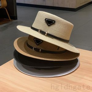 Bred Brim Hat Straw Woven Designer Hat For Men Holiday Beach Trendy Summer Casquette Inverted Triangle With Letters Sun Hat Female PJ066 H4