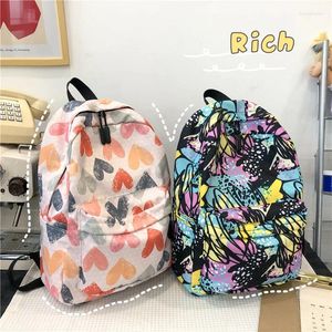 Zaino Coreano Moda Donna Graffiti Borsa a tracolla leggera Borsa da viaggio casual di grande capacità per studenti universitari