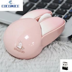 Mice M6 Wireless Mouse Mute Rabbit Cute Girl Office Laptop Portable Raton inalambrico pink green yellow blue mice