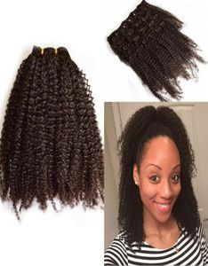 Afro Kinky Curly Clip w ludzkich przedłużeniach włosów dla czarnych kobiet malezyjskie włosy 7 szt. GEASY9705876