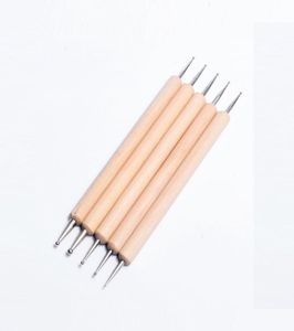 5 pz strumenti per punteggiare nail art strass picker penna manico in legno doppia testa per unghie design pittura accessori per manicure NAB0101116607