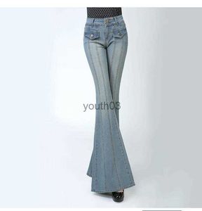 Women's Jeans Jeans Fashion Waisted Office Lady Leg Flared Bleached Denim 240304