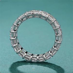 Voaino 9k 14k 18k Mens Wedding Bands Igi Certified Full Lab Grown Diamond Eternity Band Emerald Cut Wedding Band Ring