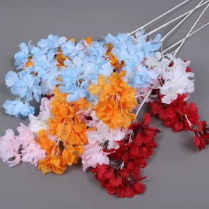 Flores artificiais de seda gipsophila para decoração Home Plastic Stem Bride Bouquet Bouquet Mariage Cherry Blossom