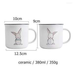 Mugs Set Of 2pcs White Ceramic Mug Cartoon Coffee Drinking Water Cup For Couples Birthday Gift Milk Drinkware