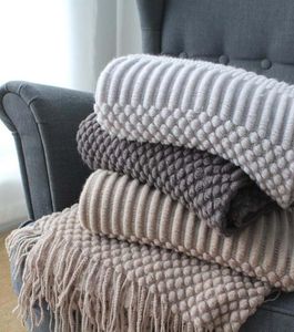 Summer Spring Knitted Air Conditioning Blankets Nap Throw Blankets Nordic Style Solid Color Khaki Grey Blanket for Bed Sofa2082435