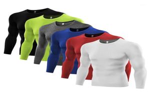 Трикотажные изделия для бега Мужские компрессионные под базовым слоем Верхние колготки с длинными рукавами Спортивные футболки CY119726197