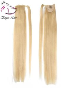 Evermagic Ponytail Human Hair Remy Straight Европейская прическа с хвостиком 50 г 100 Натуральные заколки для волос в наращивании6584182