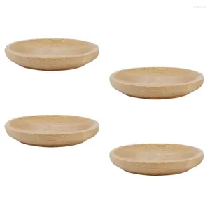 Dinnerware Sets 4 Pcs Bamboo Creative Small Plate Sauce Bowls Appetizers Seasoning Dish Round Dip